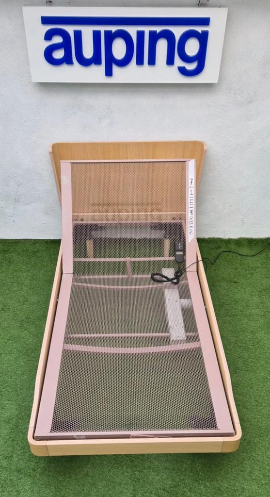Auping Noa Bed + Hoofdbord 90x200cm  Elektrisch Verstelbaar, Ophalen, Eenpersoons, ., Wit