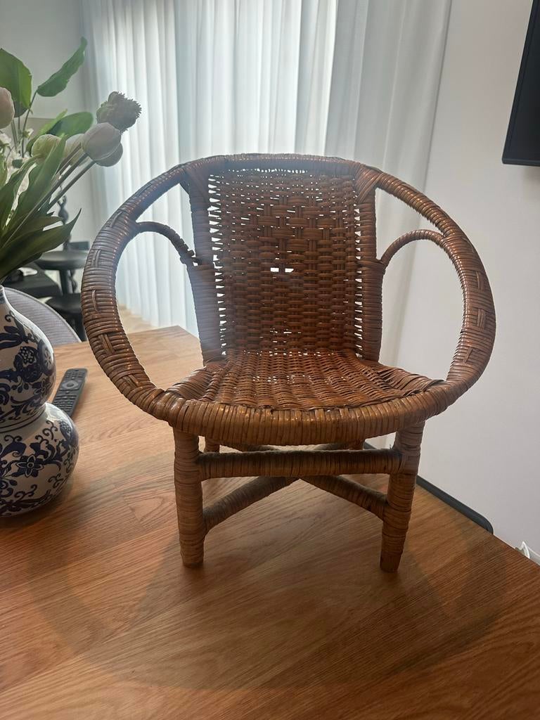 Vintage Rotan kinder Stoel/Fauteuil - Rohé Noordwolde Stijl, Antiek en Kunst, Ophalen of Verzenden