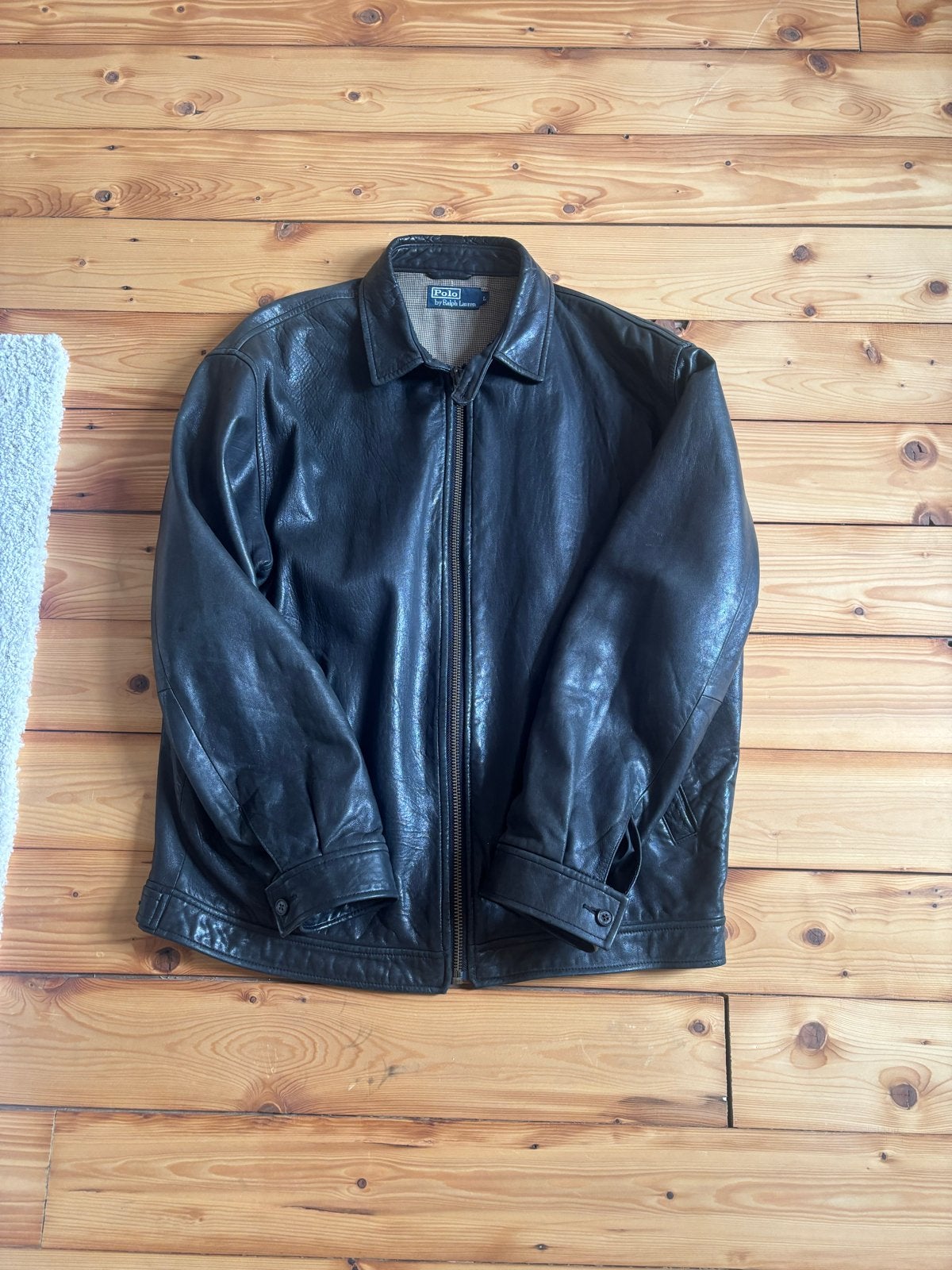 Ralph Lauren Leren Jas - Tijdloze Stijl, Ophalen of Verzenden, Zo goed als nieuw, Maat 52/54 (L), Zwart