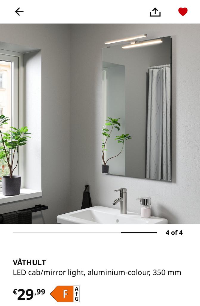 LED Mirror light IKEA VATHULT, Huis en Inrichting, Lampen | Losse lampen, Ophalen, Led-lamp, Minder dan 30 watt, Nieuw