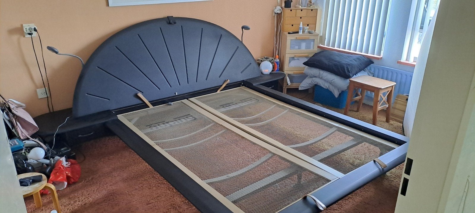 Auping bed zwart met ombouw 160x200, Huis en Inrichting, Ophalen, Gebruikt, Zwart, Tweepersoons