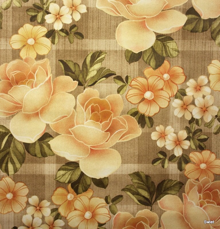 9869 warm bloemenbehang met ruitstructuur jaren 70 swiet, Ophalen of Verzenden, Bruin