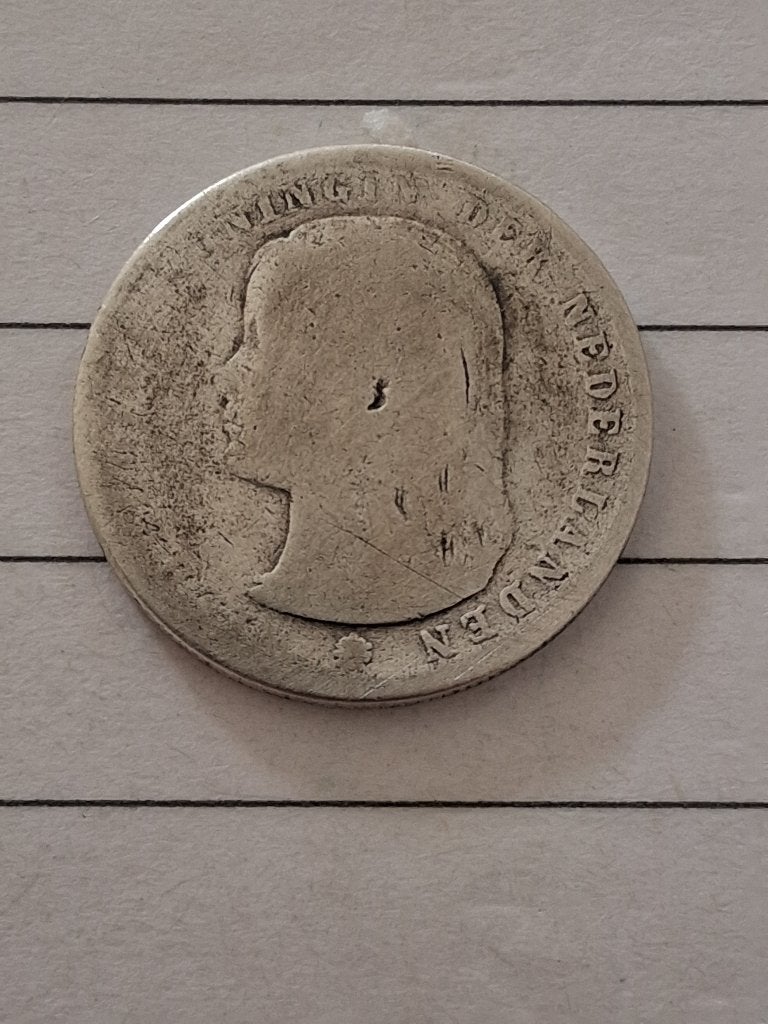Zilveren 25 cent 1897 Nederland # slechte munt #, Zilver, 25 cent, Ophalen of Verzenden, Koningin Wilhelmina
