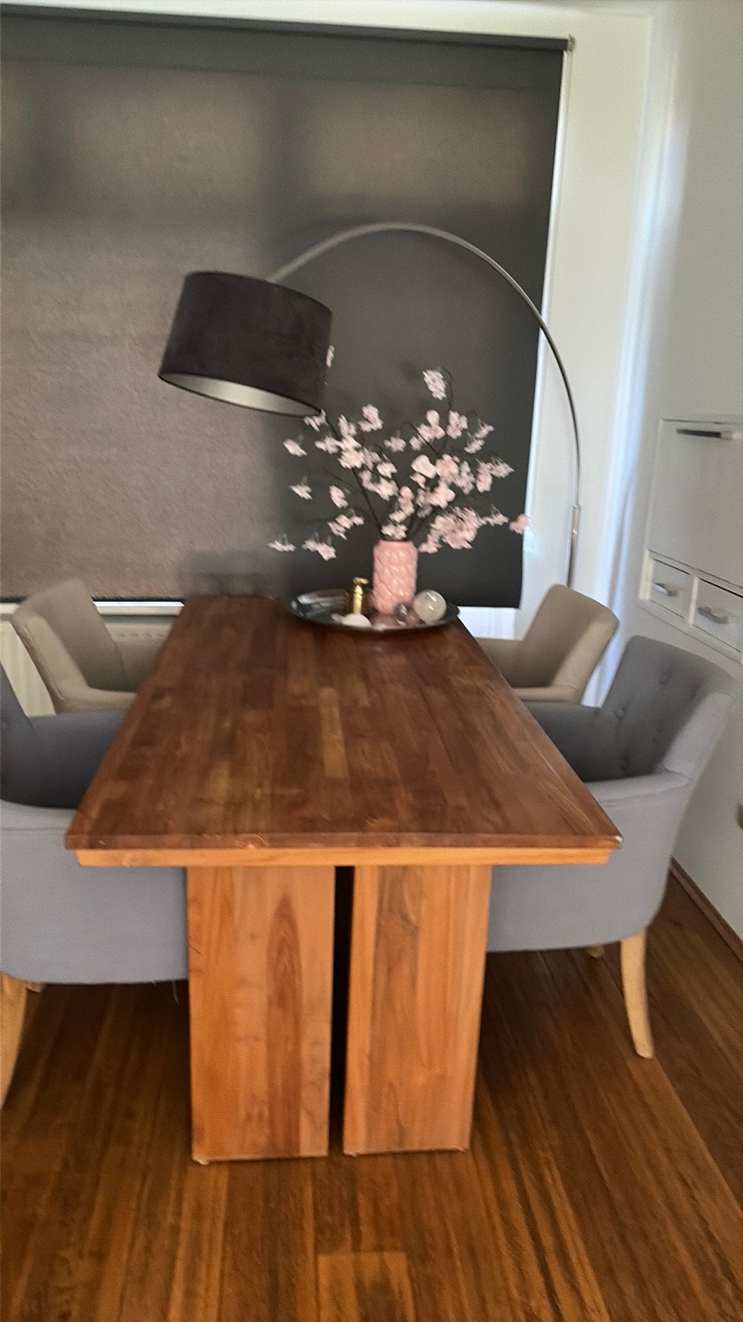 Eetkamertafel met 4 stoelen, Ophalen, Gebruikt, Teakhout, 50 tot 100 cm