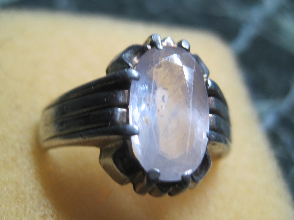 Antiek saffier 8krt %100natuurlijk onbehandeld 1950 zeldzaam, Ophalen, Zilver, Ring, Met edelsteen