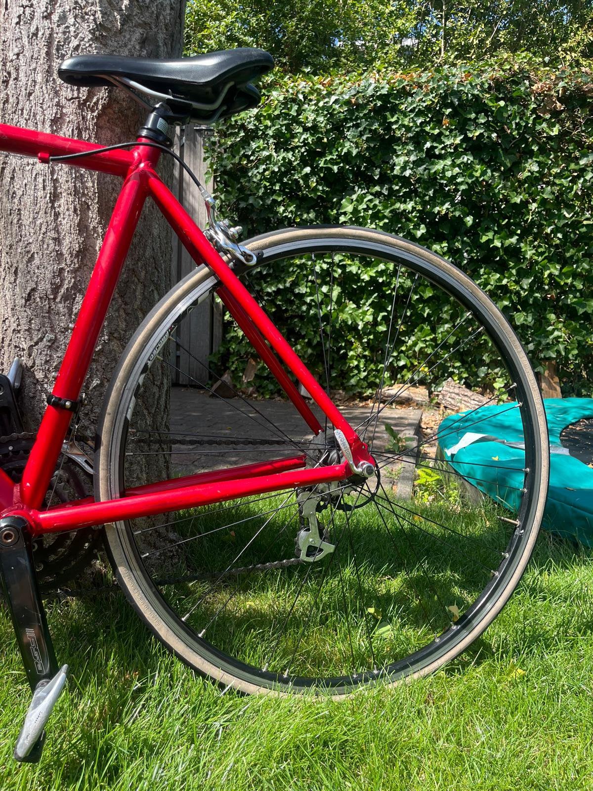 Racefiets rood met Shimano SPD-SL schoenen, 28 inch, Gebruikt, Aluminium, Meer dan 20 versnellingen