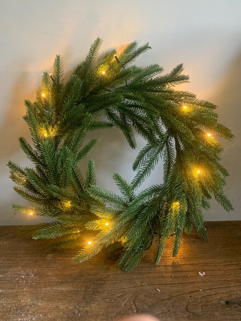 Krans kerst groen inclusief verlichting, Krans, 45 cm, Nieuw, Ophalen of Verzenden
