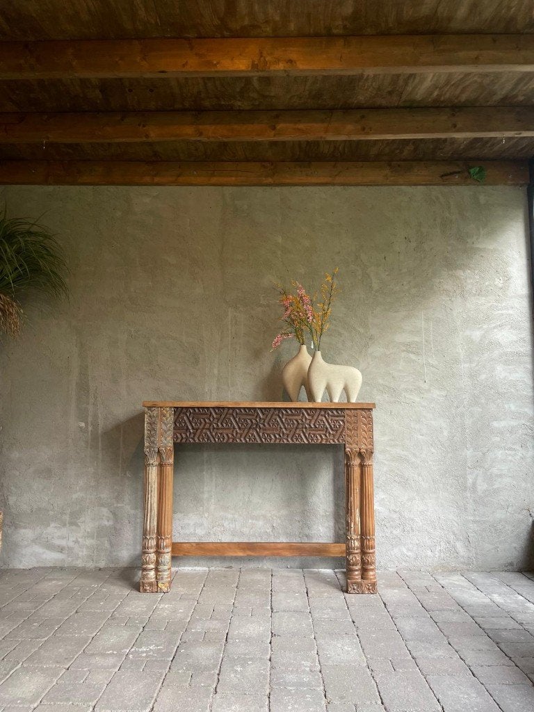 Wandtafel India met houtsnijwerk, Ophalen, Info@hedimeubelen.nl, Hedi meubelen, 100 tot 150 cm