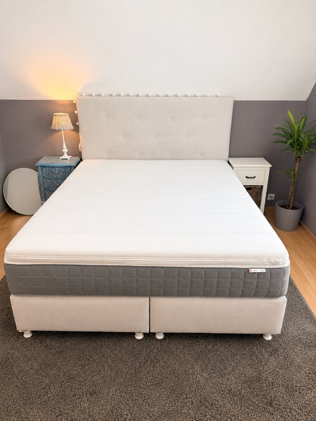 Mooie IKEA boxspring 160x200 – zeer goede staat, Ophalen of Verzenden, Zo goed als nieuw, Tweepersoons, 160 cm