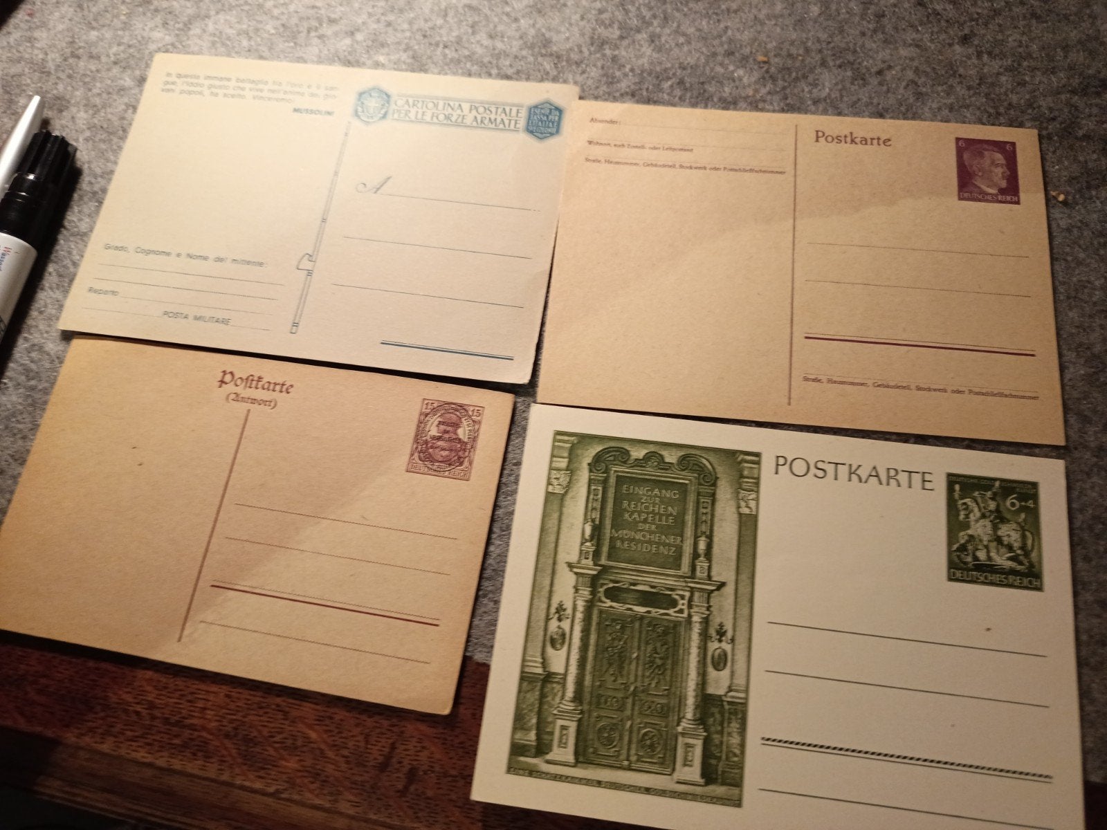 vier maal postkarte 3x duits 1x Italiaans, Verzamelen, Militaria | Tweede Wereldoorlog, Ophalen of Verzenden, Duitsland