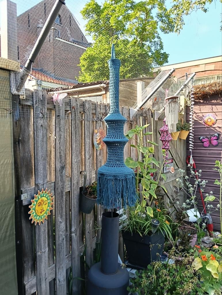 Unieke gehaakte lampenkap voor buiten of binnen, Ophalen of Verzenden, Zo goed als nieuw, Bohemian, Handgemaakt, Uniek