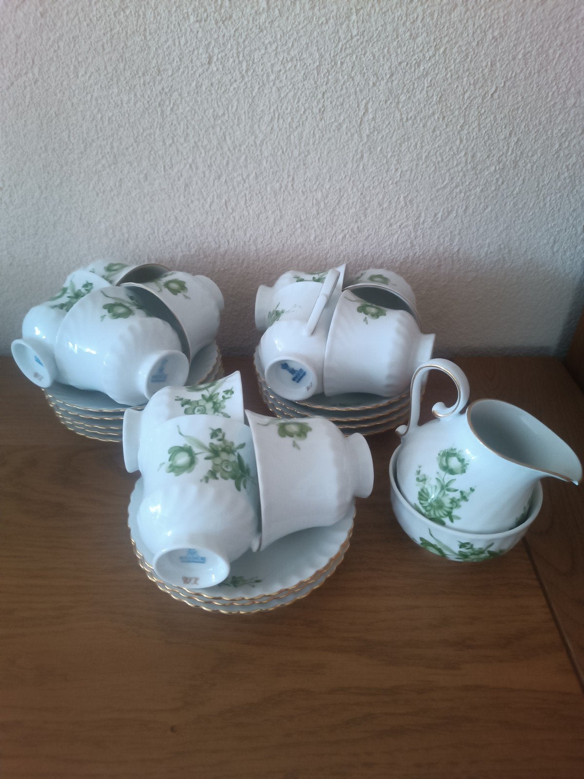 Kaiser Porzellan 'Destrée' Koffieservies - Groen Bloemmotief, Ophalen of Verzenden
