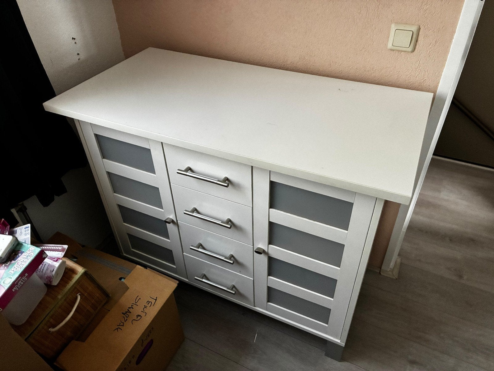 Dressoir wit met lades en deuren - 90x110x50 cm, Ophalen, Gebruikt, 50 tot 75 cm, Met lade(s)