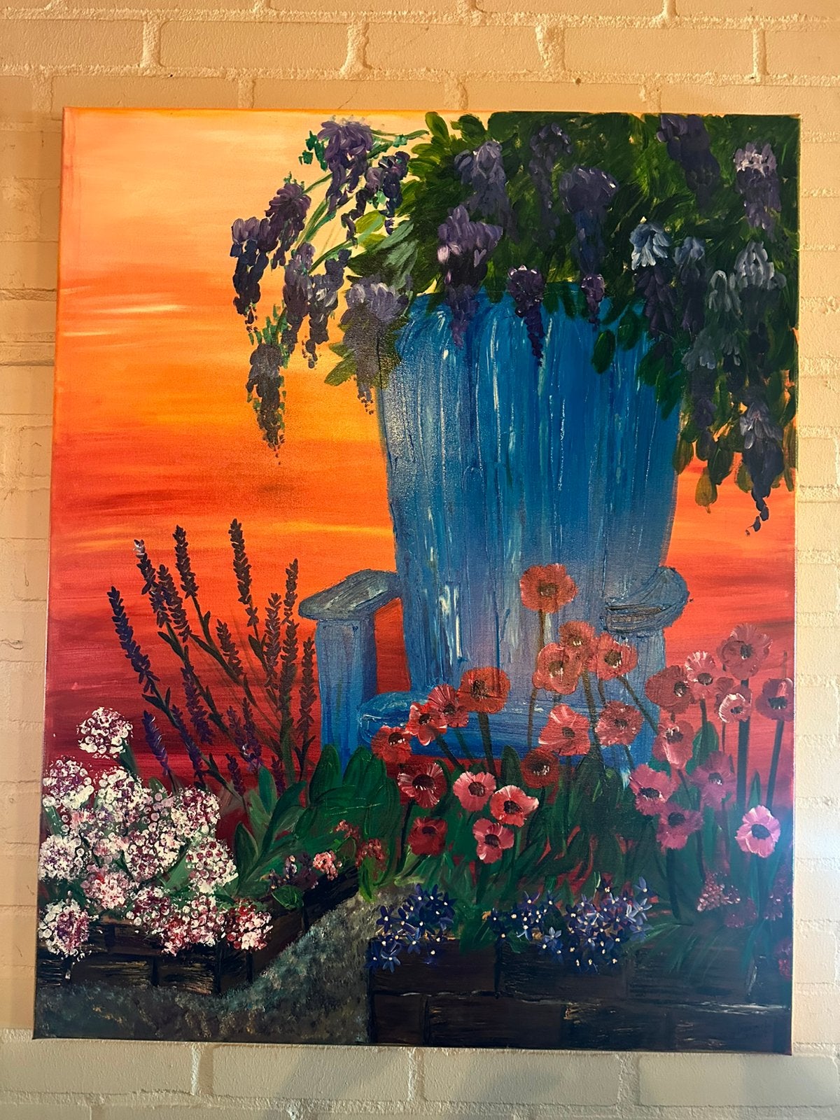 Schilderij “La chaise de Provence”, Acrylverf, Overige stijlen, Doek, Handgeschilderd