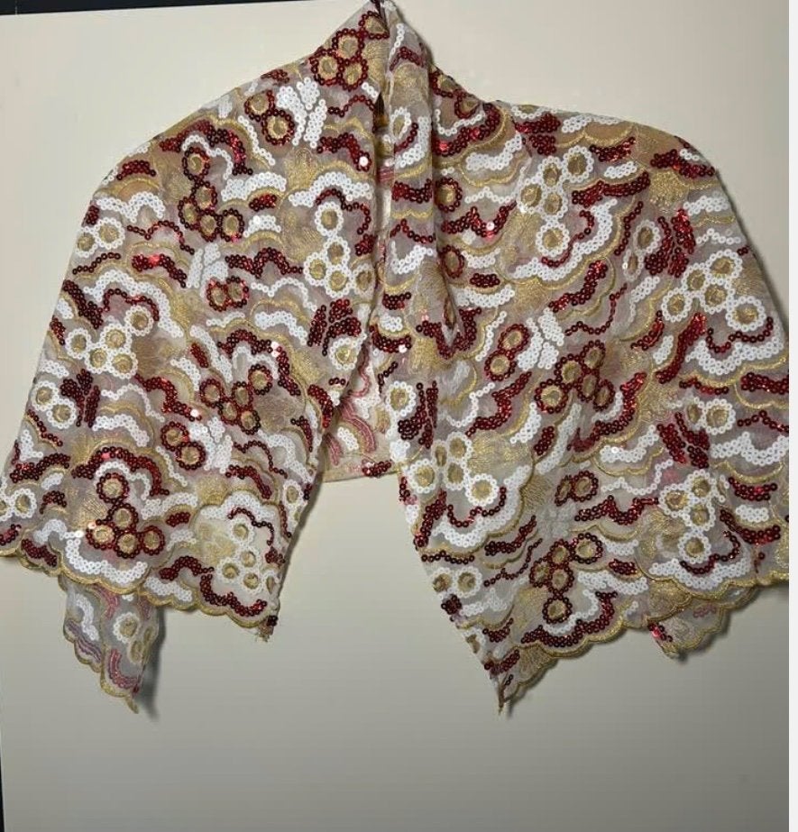 Omslagdoek vol met pailetten, goud rood wit zomer look, Maat 42/44 (L), Nieuw, Ophalen of Verzenden, X