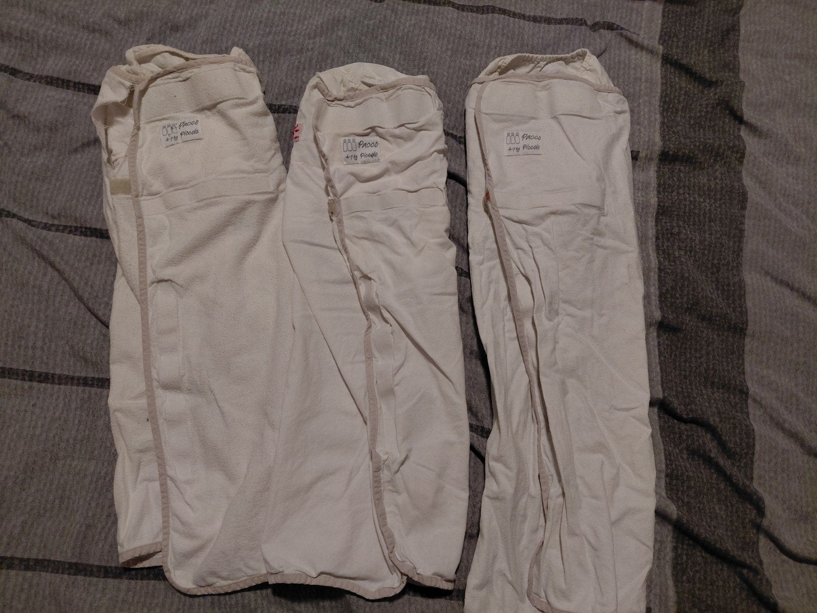 Set van 3 Pacco Piccolo inbakerdoeken / slaapzakken, Bakerzak of Bakerdoek, Wit, Gebruikt, Wasbaar