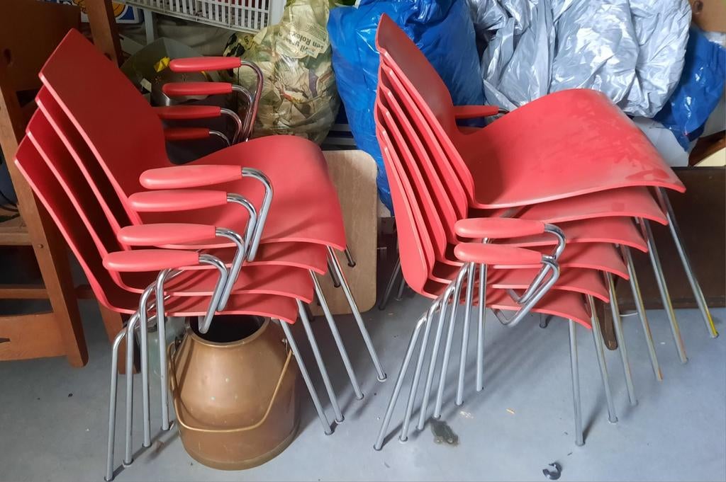 13 Kartell Maui stoelen., Huis en Inrichting, Ophalen, Rood, Vijf, Zes of meer stoelen