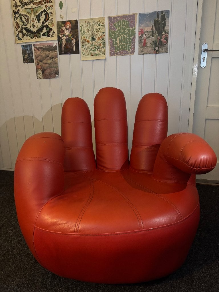 VINTAGE RETRO HAND CHAIR, Ophalen, Gebruikt, Retro Vintage Red Hand Chair, Vijf, Zes of meer stoelen