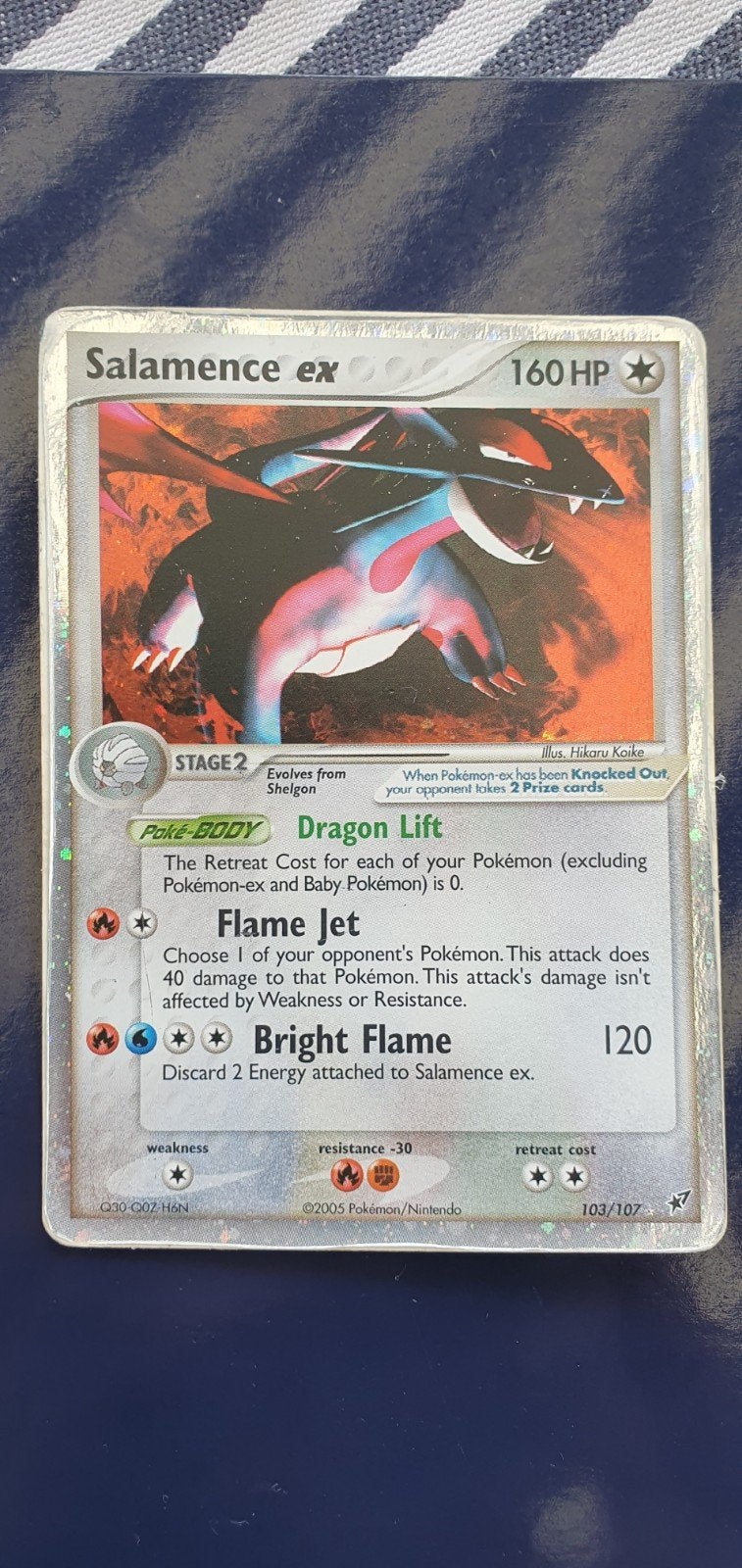 Salamence ex 103/107  holo pokemon kaart, Ophalen of Verzenden, Gebruikt, Losse kaart