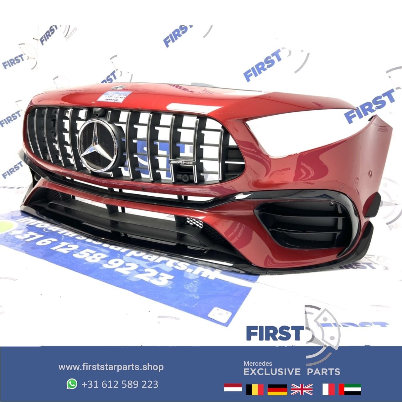 W177 A KLASSE 45 2021 A45 A45S AERO AMG VOORBUMPER ROOD COMP, Gebruikt, -, Voor, Ophalen of Verzenden