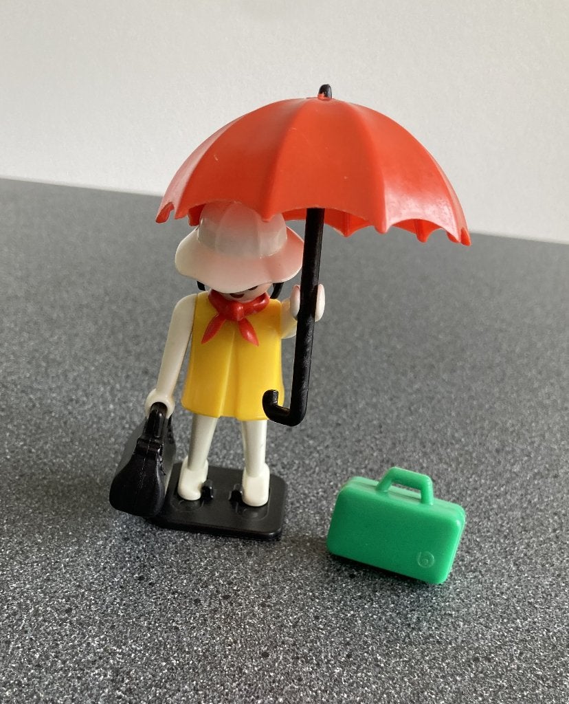 Playmobil 3322 reiziger Miss met paraplu regenhoed + koffers, Ophalen of Verzenden, Zo goed als nieuw, Complete set, Overige typen