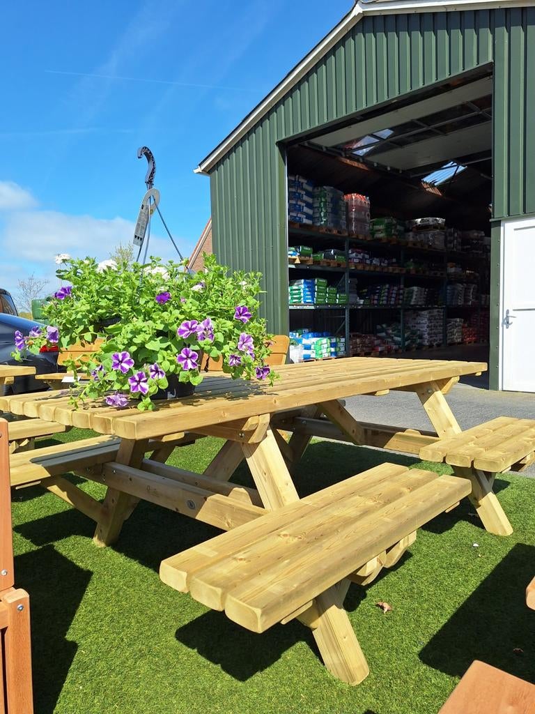 Picknicktafel Open Instap, 230x160cm, Tuin en Terras, Ophalen, Nieuw, Rechthoekig, Hout