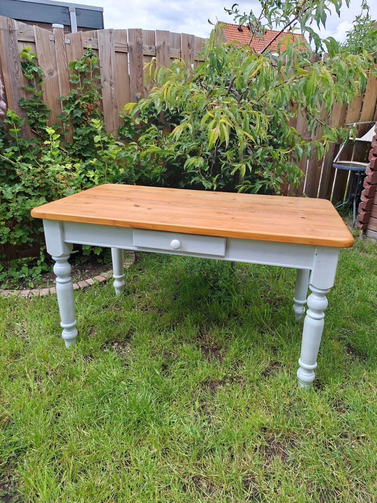 Grenen eettafel met lade, Ophalen