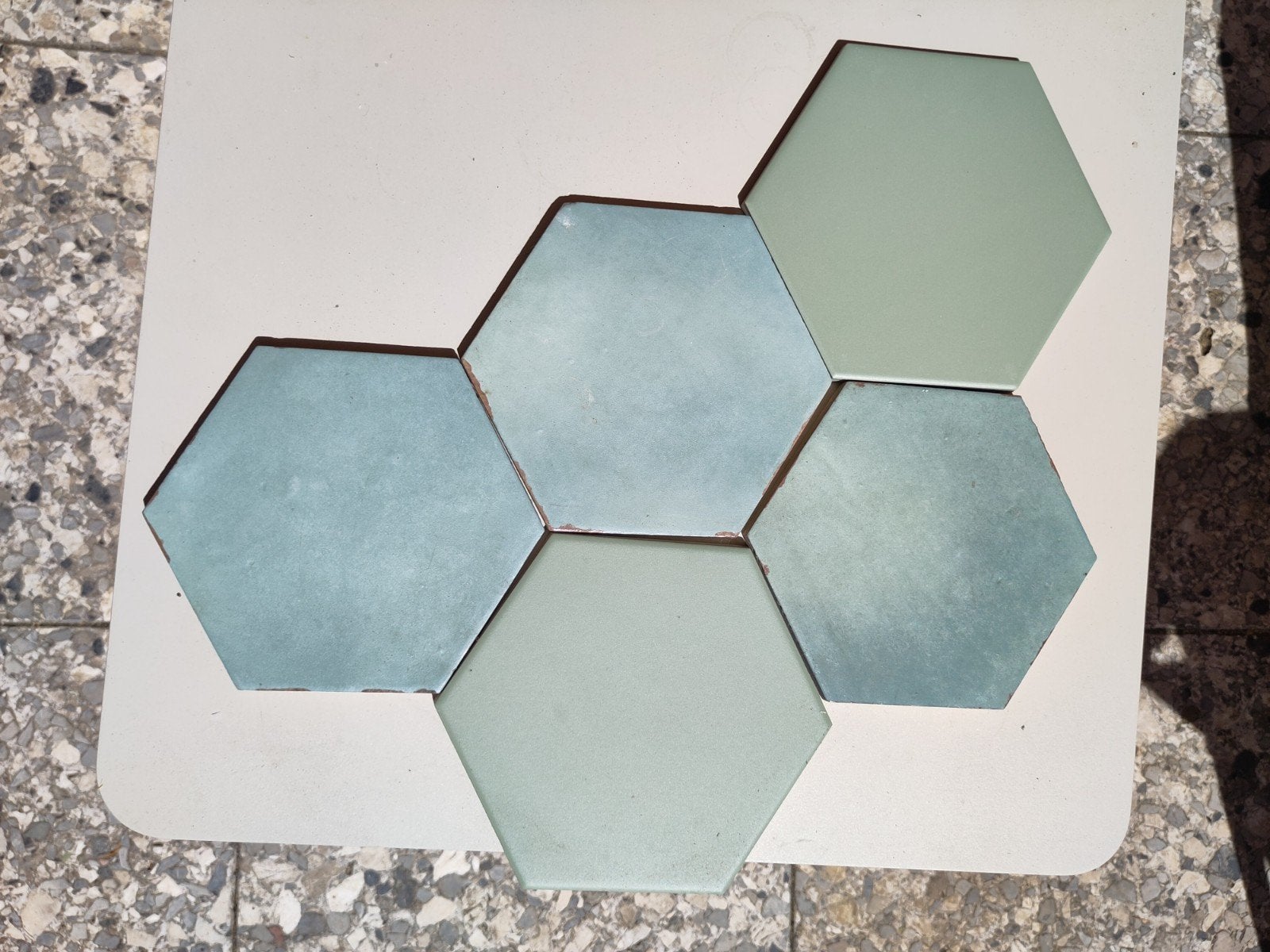 Licht turquoise hexagon tegels (14x16 cm), Ophalen, Nieuw, Minder dan 20 cm, Minder dan 20 cm