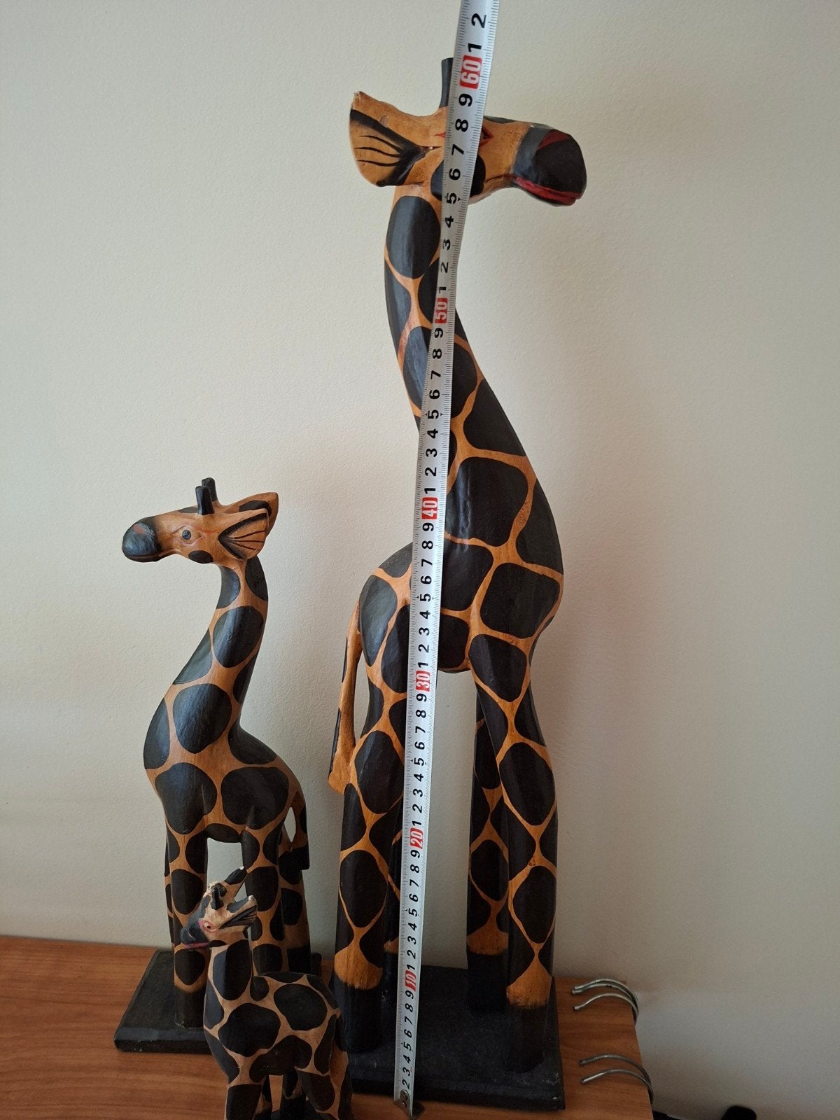 Set van 3 houten giraffen - Afrikaanse decoratie, Ophalen, Hout, Gebruikt, Oosters