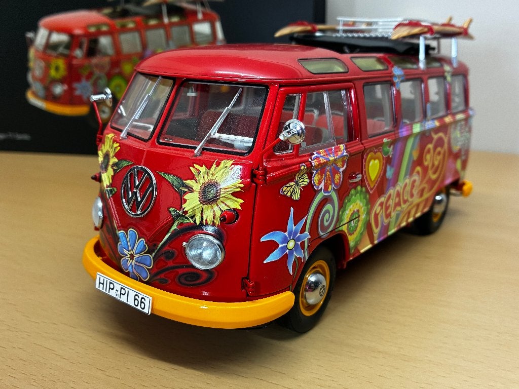 Volkswagen T1 Samba "Hippie bus" 1958  rood  1/18 Schuco, Ophalen of Verzenden, Nieuw, Auto, Overige merken