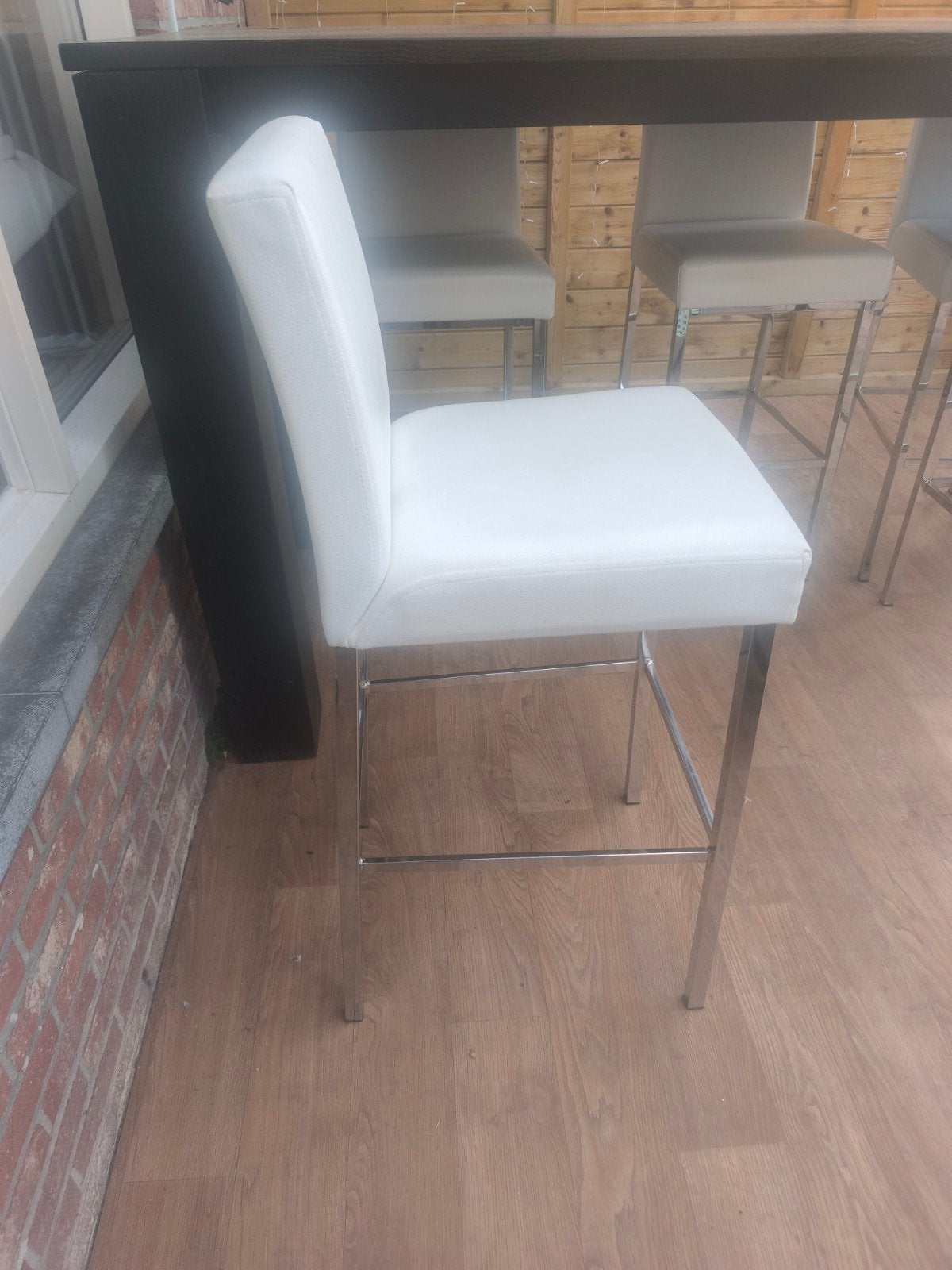4 bar stoelen, Gebruikt, 60 tot 90 cm, Ophalen of Verzenden, Leer