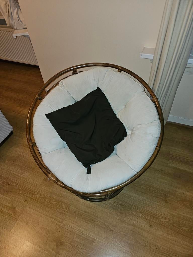 Comfortabele Papasan stoel met kussen, Huis en Inrichting, Gebruikt, Bruin, Bohemian, Eén