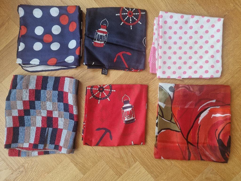 Set 6 vintage/retro sjaaltjes – o.a. Japan acetaat en Romano, Kleding | Dames, Mutsen, Sjaals en Handschoenen, Ophalen of Verzenden