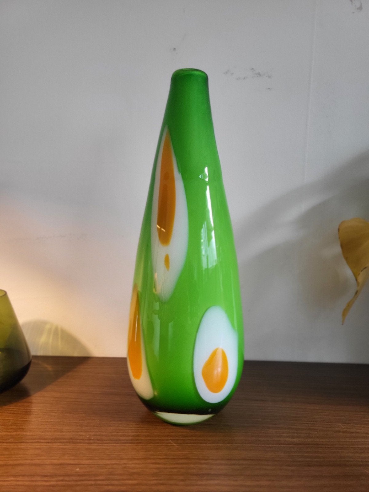 Space age 70s vaas, Ophalen, Gebruikt, Glas, Groen