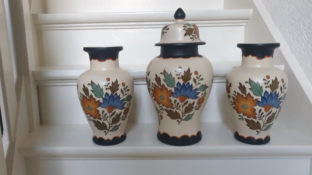 3-delig kaststel. "Flora", Handwerk Gouda plateel Holland, Antiek en Kunst, Ophalen of Verzenden