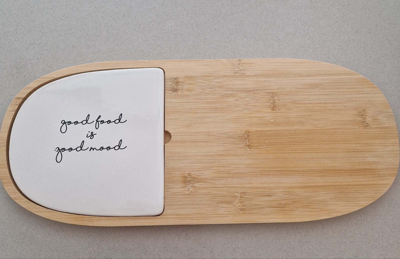 Borrelplank met schaaltje - Pastel Natuurlijk, Snij-/serveerplank, Ophalen, Zo goed als nieuw, Hout