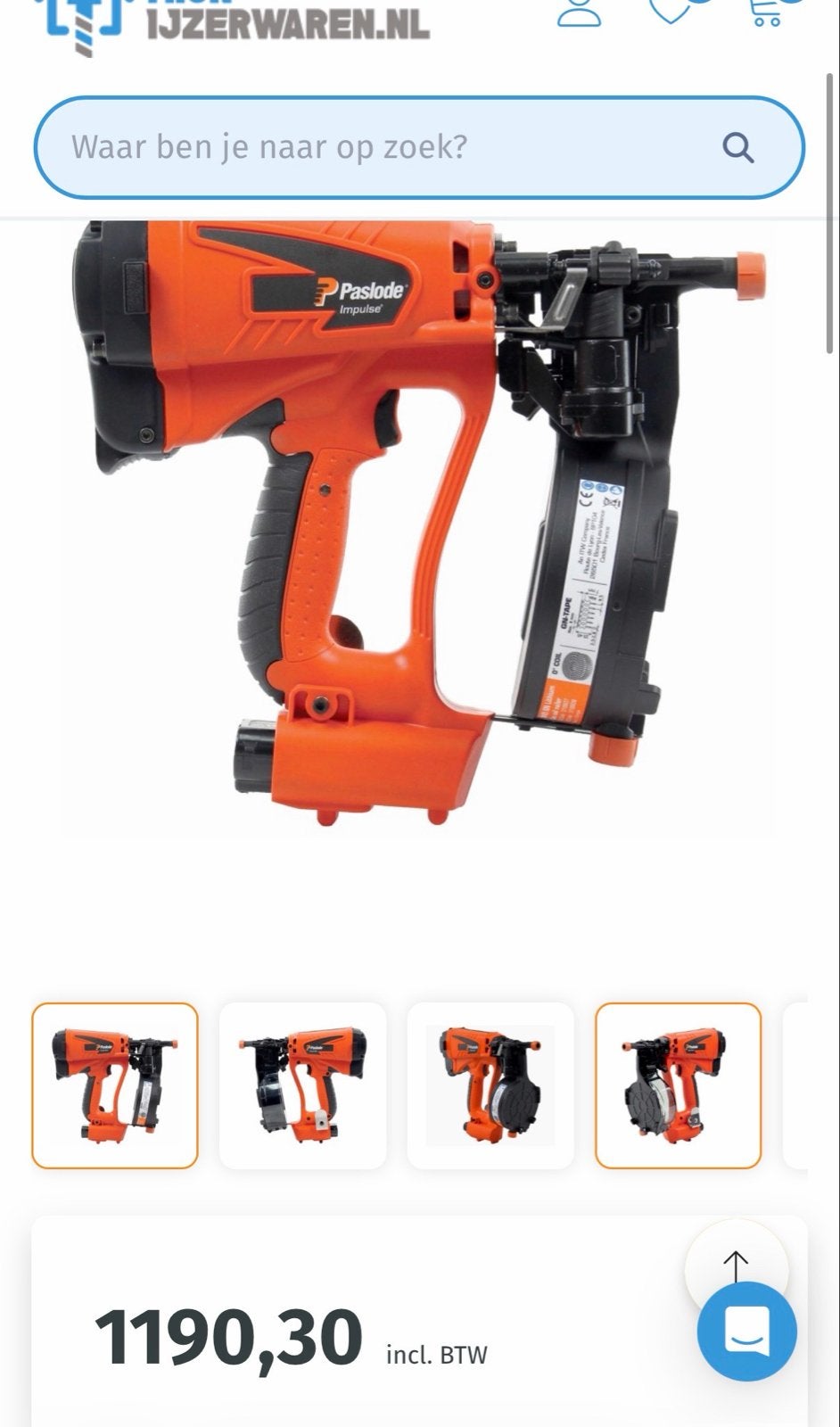 Nieuwe Paslode IM45 spijkerpistool - Slechts 2 keer gebruikt, Doe-het-zelf en Verbouw, Gereedschap | Overige machines, Ophalen of Verzenden
