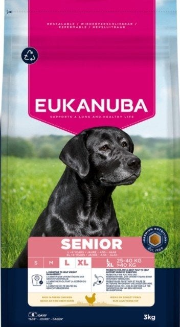 2x Eukanuba Premium Nutrition Senior Grote en Reuzenras kip, Ophalen, Hond