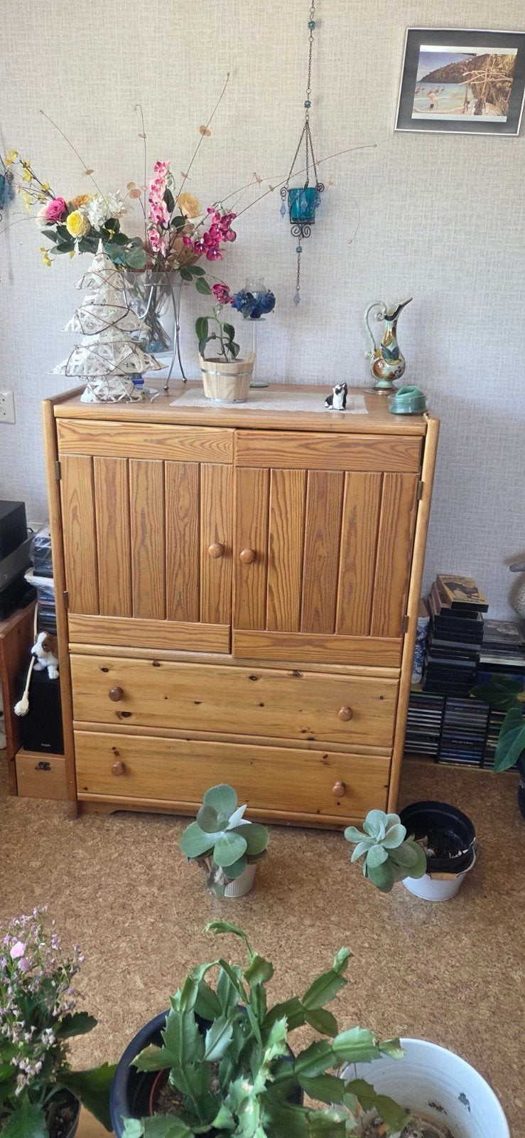 Houten beeld van een hert met kalf, Antiek en Kunst, Ophalen of Verzenden