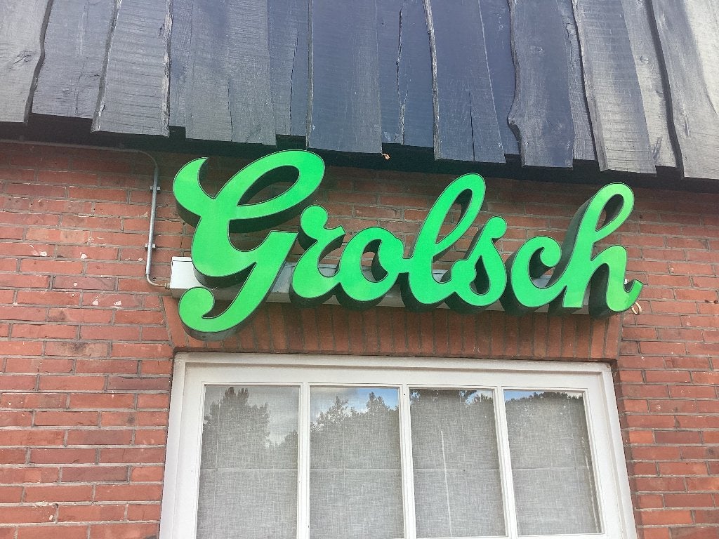 Grolsch reclamebord en zaal, Verzamelen, Ophalen, Reclamebord, Plaat of Schild, Grolsch