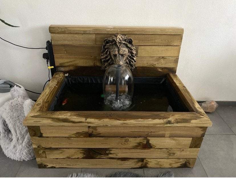 Wood Blocx Houten Vijver met Leeuwenkop en Filter, Tuin en Terras, Ophalen, Gebruikt
