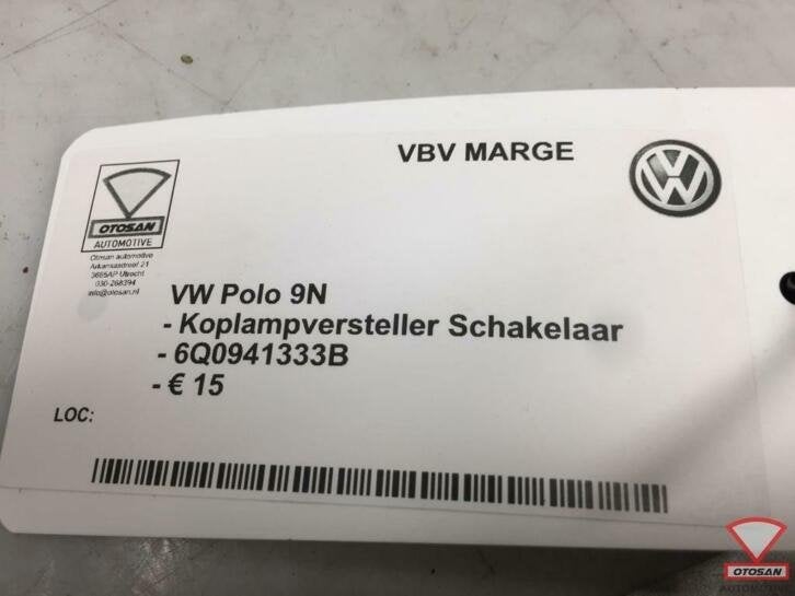 vw polo 9n koplamp hoogteversteller schakelaar 6q0941333b, Gebruikt, Volkswagen, Volkswagen AG, Berliner Ring 2
38440  Wolfsburg, DE