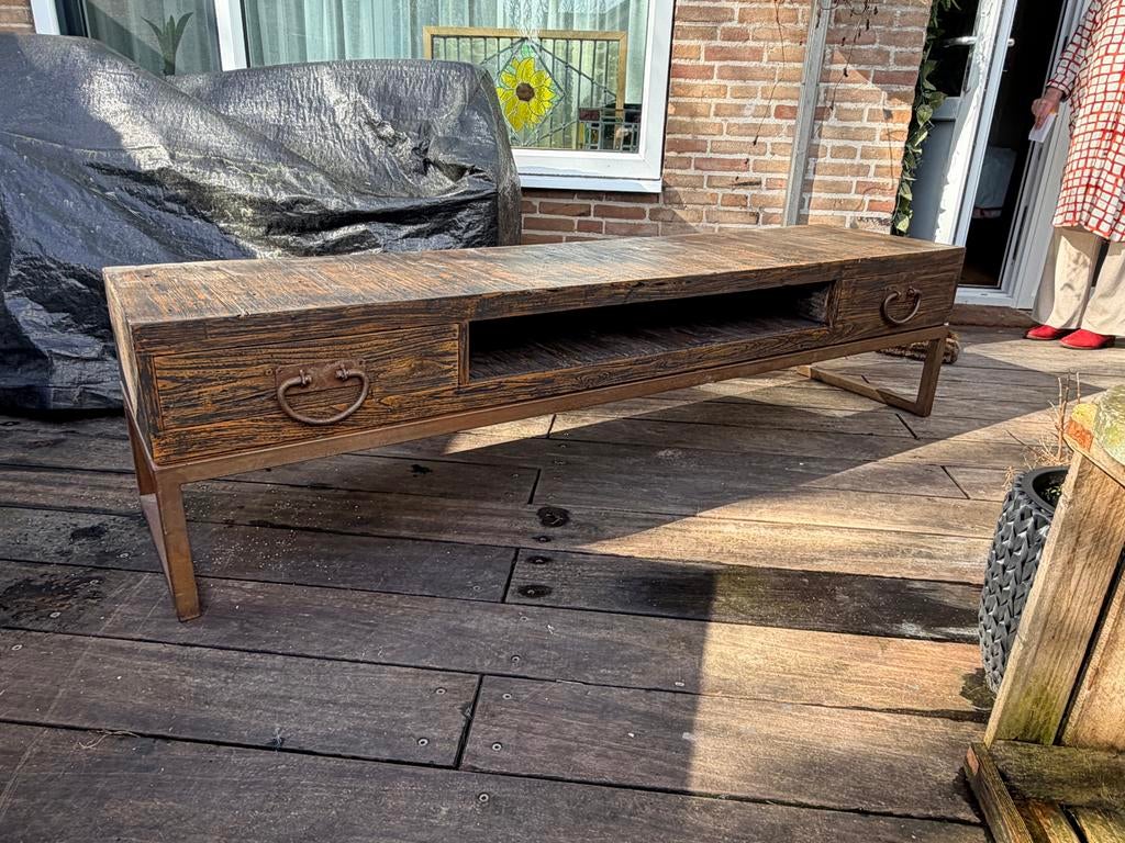 Robuust TV-meubel - 210x49x51 cm, Huis en Inrichting, Kasten | Televisiemeubels, Ophalen, Gebruikt, 200 cm of meer, Minder dan 100 cm