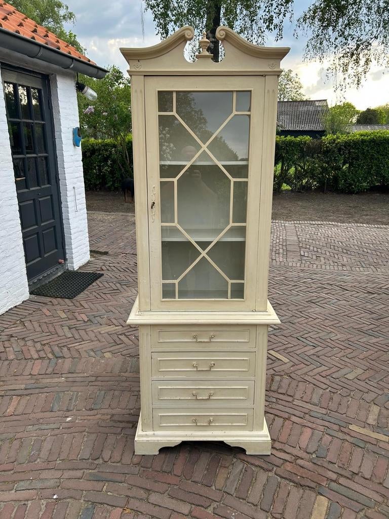 Smalle vitrine kast, Huis en Inrichting, Ophalen, Gebruikt, 50 tot 100 cm, 150 tot 200 cm