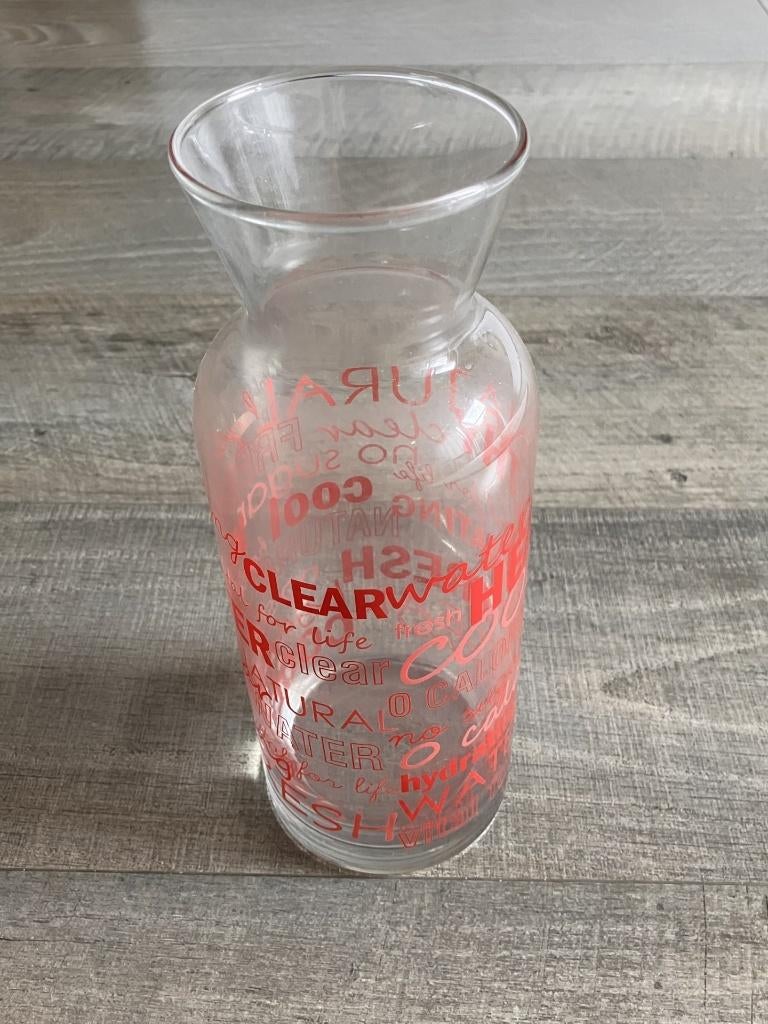 Karaf (rood), Glas of Glazen, Ophalen of Verzenden, Overige stijlen, Glas