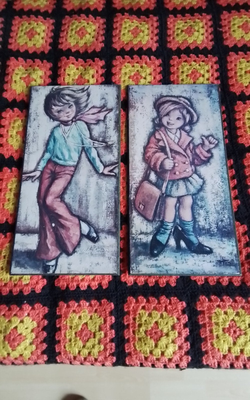 💐2 VINTAGE SCHILDERIJTJES JAREN 60-70, Antiek en Kunst, Kunst | Schilderijen | Abstract, Ophalen of Verzenden