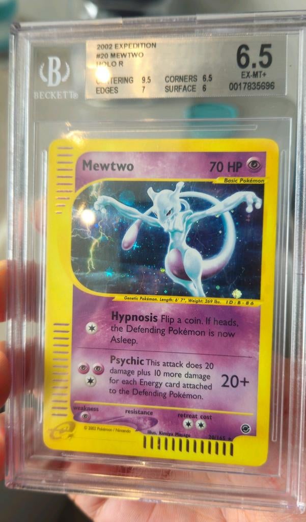 Mewtwo Holo Rare 2002 Expedition BGS 6.5 Pokémon, Ophalen of Verzenden, Gebruikt, Losse kaart, Foil