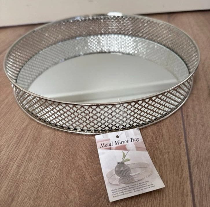 Spiegel dienblad, Decoratieve rand, Rond, Nieuw, Ophalen of Verzenden