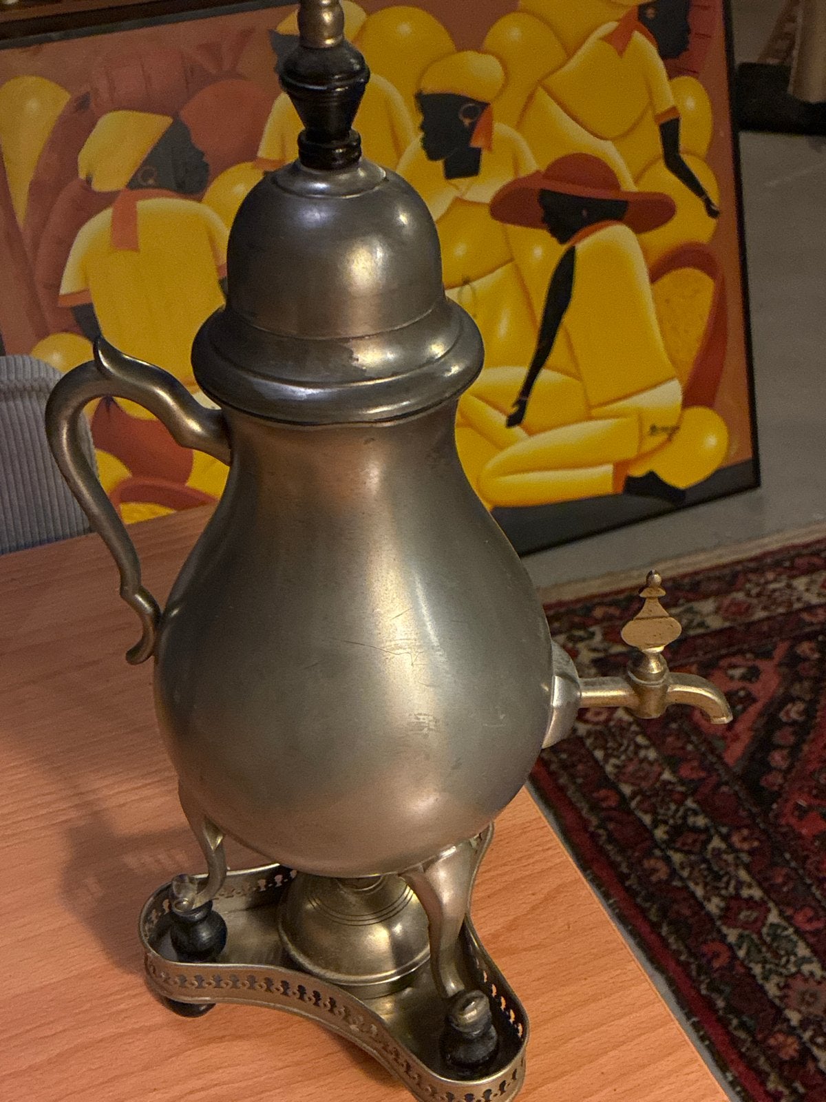 Antieke tinnen theeketel/samovar, 40cm hoog, Antiek en Kunst, Ophalen