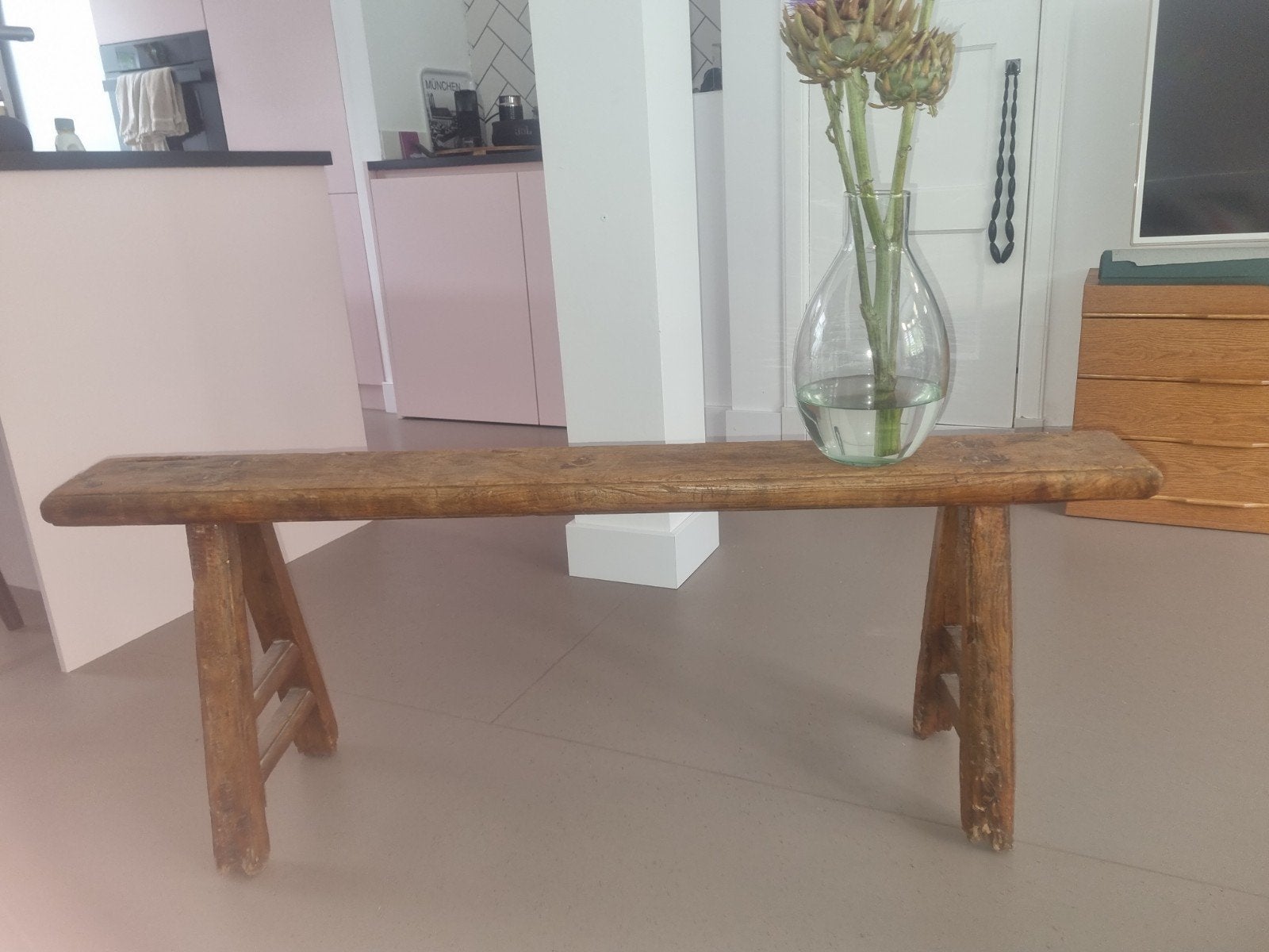 rustiek vintage bankje Loods 5, Ophalen, Overige materialen, Minder dan 50 cm, Gebruikt